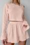 sexy slight stretch heart jacquard crew neck shorts sets_White_Pink