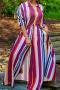 casual plus size slight stretch stripe printing 5 colors long top & pants set_Dark Gray_Rose Red_Green_Blue_Purple