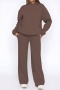 casual plus size solid color hooded long sleeve sweatshirt loose pants set_Black_White_Gray_Dark Blue_Beige_Khaki _Brown