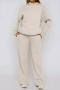 casual plus size solid color hooded long sleeve sweatshirt loose pants set_Black_White_Gray_Dark Blue_Beige