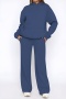 casual plus size solid color hooded long sleeve sweatshirt loose pants set_Black_White_Gray_Dark Blue