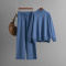 casual stretch high collar solid color sweater drawstring pocket pants set_Black_Gray_Yellow_Blue
