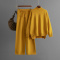 casual stretch high collar solid color sweater drawstring pocket pants set_Black_Gray_Yellow