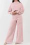 casual plus size non-stretch solid color berber fleece thick warm pants set_White_Pink
