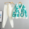 casual slight stretch knitted letter loose cardigan vest three-piece set_White