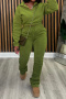 casual plus size non-stretch fleece crop sweatshirt high waist pants set_Black_Gray_Red_Green