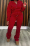 casual plus size non-stretch fleece crop sweatshirt high waist pants set_Black_Gray_Red