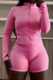 plus size stretch solid color long sleeve thumb hole shorts set new add colors_Black_White_Gray_Pink