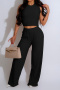 s-2xl high stretch pure color vest casual pants sets_Black