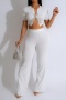 plus size stylish stretch rhinestone decor short sleeve sexy pants set_White