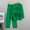 casual plus size slight stretch mid-length knitted cardigan with belt pants set_Black_Magenta_Light Green_Green