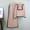 casual slight stretch knitted double-breasted contrast color wide-leg pants set_Black_Magenta_Dark Green_Beige_Khaki 
