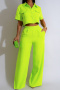 s-2xl casual slight stretch short sleeves high-waist pants sets_Black_White_Magenta_Orange_Light Green