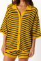 s-2xl casual slight stretch stripe knitted loose short sets_Black_Red_Deep Yellow