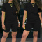 casual plus size slight stretch 13 colors solid color shorts sets_Black