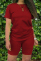 casual plus size slight stretch 13 colors solid color shorts sets_Black_White_Gray_Red_Rose Red