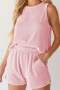 casual plus size non-stretch 5 colors crew neck solid color shorts sets_Dark Gray_Pink_Light Pink