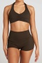 stylish slight stretch 6 colors halter-neck crop vest & shorts set_Black_Dark Gray_Pink_Light Green_Beige_Brown