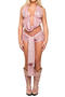 sexy slight stretch sequin decor swing collar halter-neck vest & shorts set_Pink