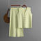 casual high stretch solid color knitted vest slit straight pants set_Black_Gray_Pink_Light Green