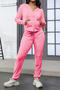 casual plus size slight stretch 7-colors solid color velvet hoodie pants set_Black_Gray_Pink