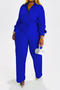 casual plus size slight stretch solid color wrinkle fabric high-waist pants set_Black_White_Red_Yellow_Blue