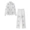 casual non-stretch beaded embroidery lapel pants sets_Black_White