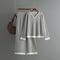 casual stretch contrast color knit wide-leg pants two-piece set_Black_Gray