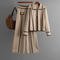 casual stretch knitted striped single-breasted cardigan high waist pants set_Black_White_Rose Red_Khaki 