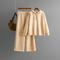 casual slight stretch solid color knitted hooded sweater wide-leg pants set_Black_Light Pink_Blue_Beige