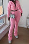 casual plus size non-stretch solid color hooded pants sets_Black_Gray_Pink
