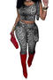 casual plus size slight stretch leopard print slim-fit cropped pants set_Black