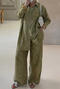 casual non-stretch floral jacquard lapel pants sets_Yellow_Green