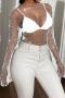 summer solid color rhinestone round neck sexy no lining loose top_Black_White