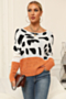 winter new plus size three colors stretch boat-neck stylish knitted sweater_Black_Rose Red_Orange