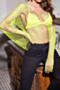 summer 3 colors solid color rhinestone v neck sexy no lining loose top_Light Green