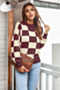 winter four colors lattice knitted stretch casual minimalist sweater_Black_Rose Red