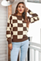 winter four colors lattice knitted stretch casual minimalist sweater_Black_Rose Red_Brown