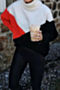 winter new four colors contrast color knitted stretch high-neck casual minimalist sweater_Red