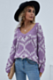 winter new four colors knitted v-neck stylish casual stretch sweater_White_Purple