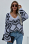 winter new four colors knitted v-neck stylish casual stretch sweater_White_Purple_Brown_Gray
