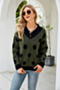 winter new three colors big dots knitted stretch v-neck stylish minimalist sweater_Khaki _Gray_Green