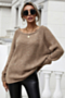 winter three colors knitted stretch casual minimalist sweater_Beige_Brown_Khaki