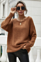 winter three colors knitted stretch casual minimalist sweater_Beige_Brown