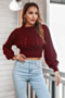autumn new solid color twist knitted stylish minimalist sweater_Rose Red
