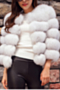 plus size winter solid color artificial fur casual short jacket_Black_White