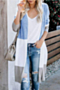 winter seven colors contrast color knitted stretch stylish cardigan sweater_Black_Sky Blue