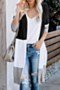 winter seven colors contrast color knitted stretch stylish cardigan sweater_Black