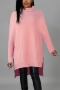 winter solid color knitted stretch high-neck stylish casual long sweater_Black_Beige_Pink