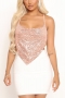 summer plus size two colors sequin decor micro-elastic backless lace-up sexy vest_White_Pink